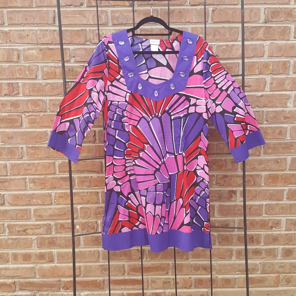 Jaclyn Smith Purple/Red Tunic Dress Size L